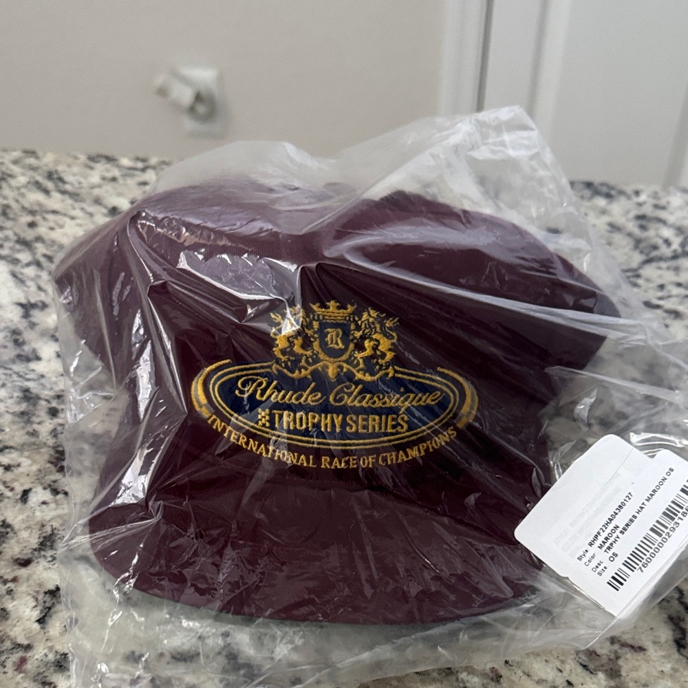 Rhude Maroon Cap with Gold Embroidery